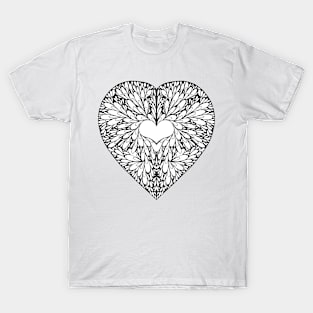 Black and White Blossoming Heart T-Shirt